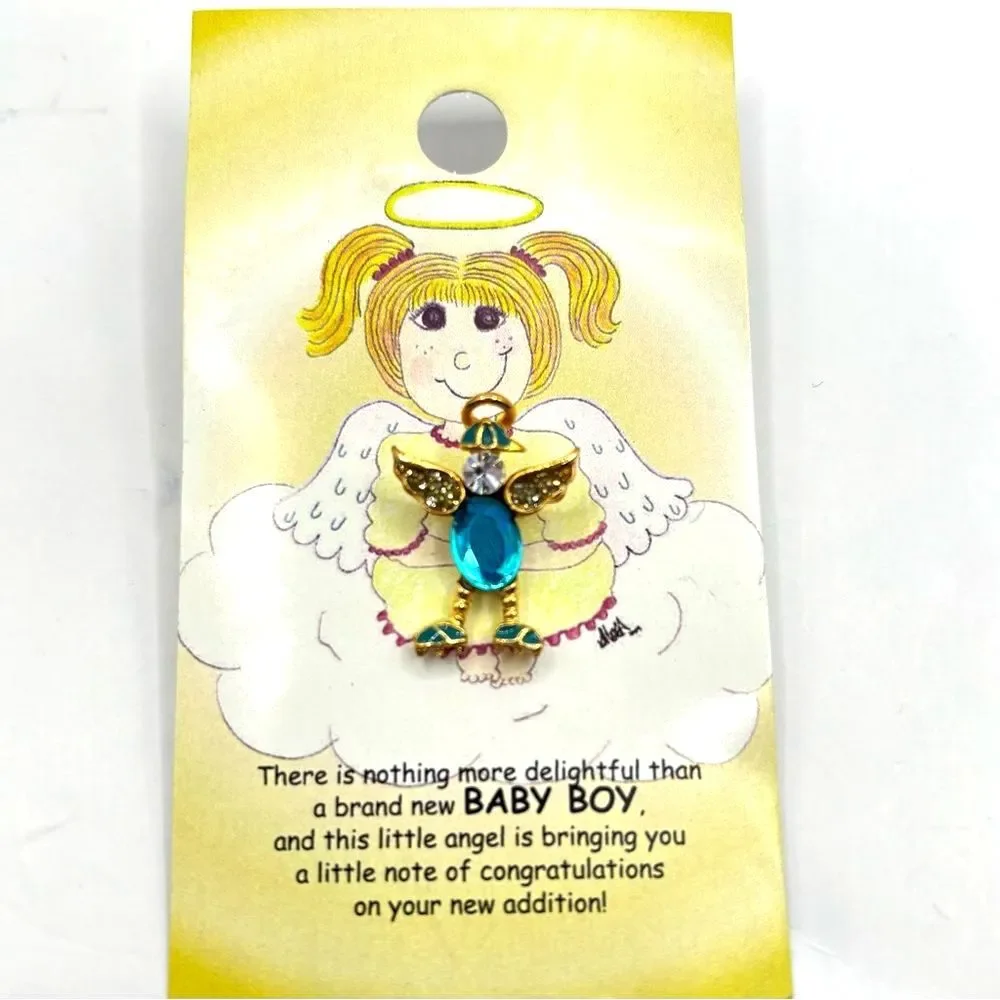 Baby Boy Angel Lapel Pin Blue Angel Brooch with Blue